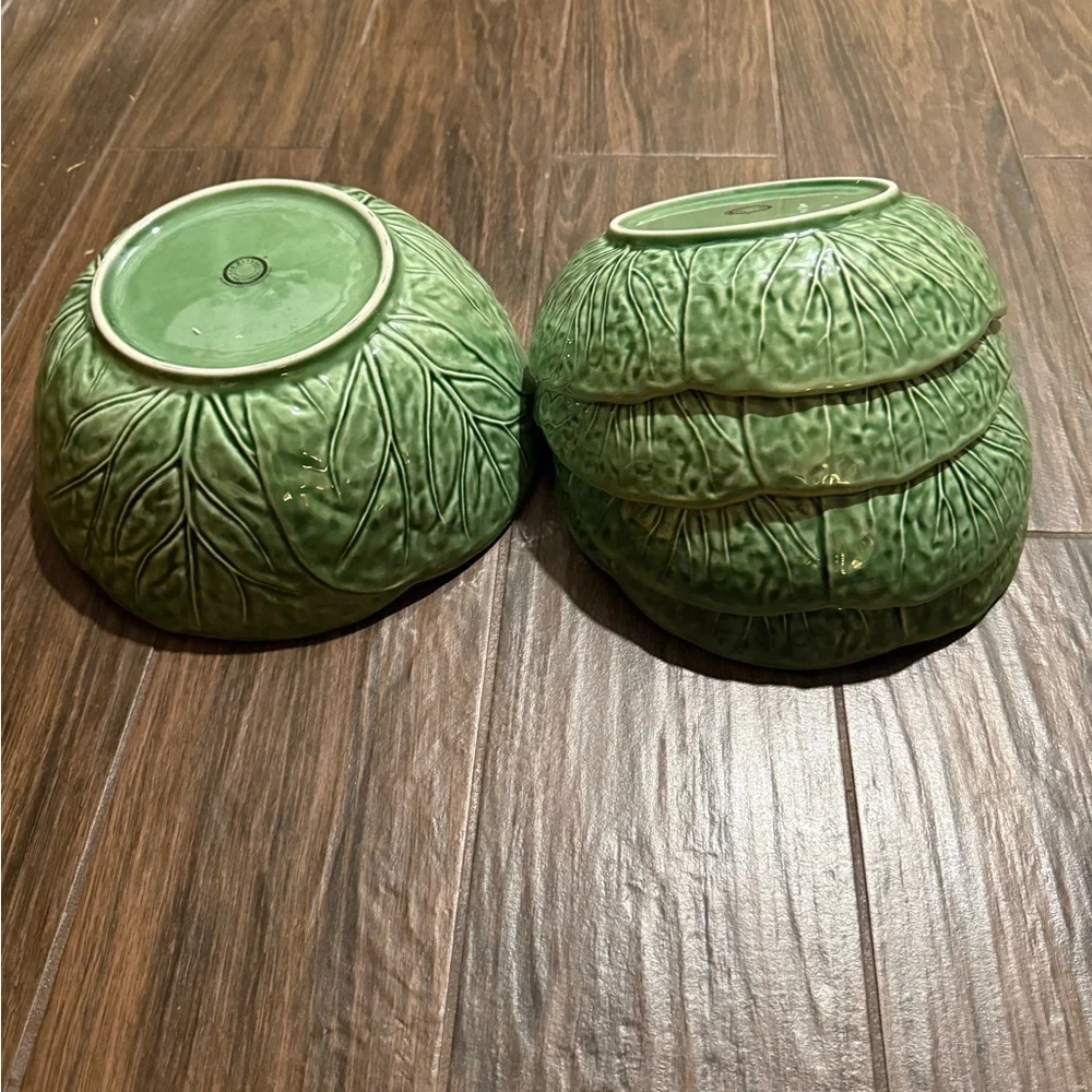 Vibrant Green Dinnerware Set with Leaf Design San Raphael lettuce bowls